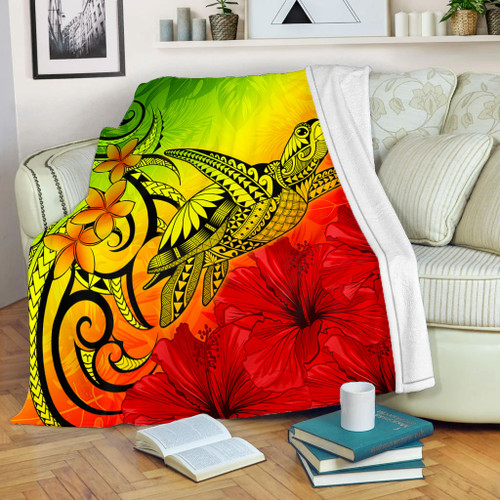 Hawaii Premium Blanket Tribal Polynesia Tropical Hibiscus Flower