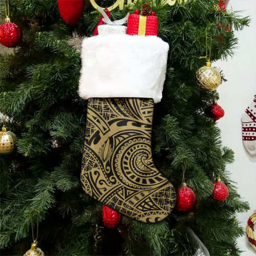 Hawaii Christmas Stocking Polynesia Tribal Gold