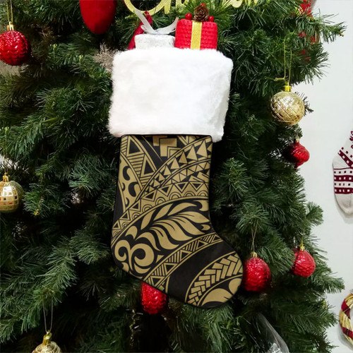 Hawaii Christmas Stocking Tribal Pattern Polynesian Gold