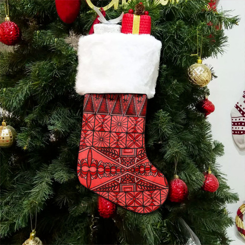 Tonga Christmas Stocking Ngatu Fabric Red