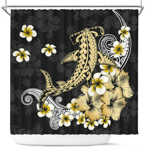 Hawaii Shower Curtain Hammerhead Shark Gold Tropical