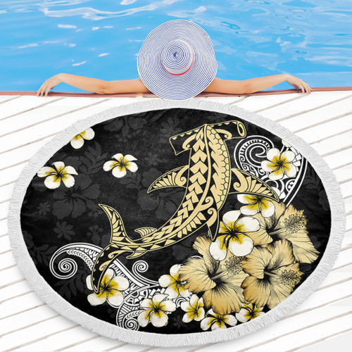 Hawaii Beach Blanket Hammerhead Shark Gold Tropical