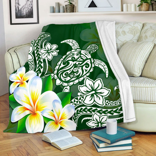 Hawaii Premium Blanket Polynesian Turtle Tattoo Plumeria Original Style