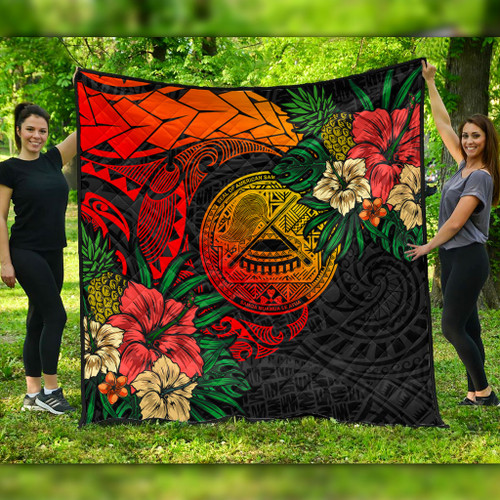 American Samoa Premium Quilt Polynesian Coat Of Arms Tropical