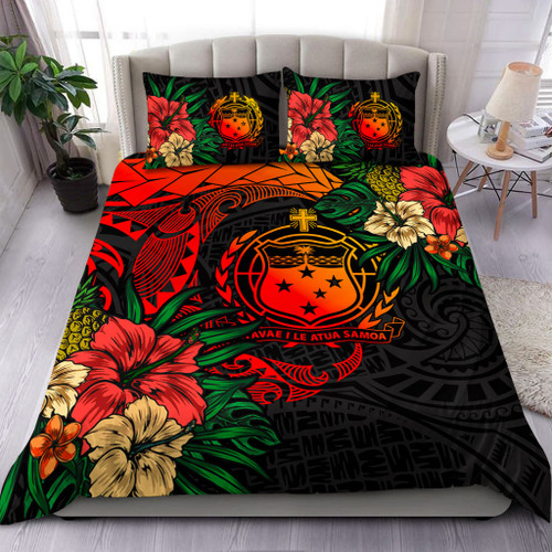 Samoa Bedding Set Polynesian Coat Of Arms Tropical
