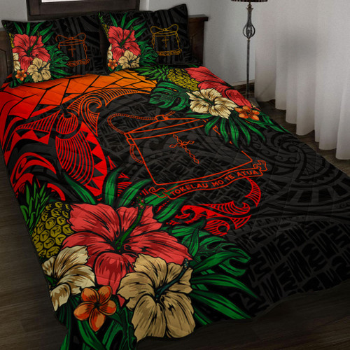 Tokelau Quilt Bed Set Polynesian Coat Of Arms Tropical