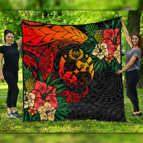 Tonga Premium Quilt Polynesian Coat Of Arms Tropical