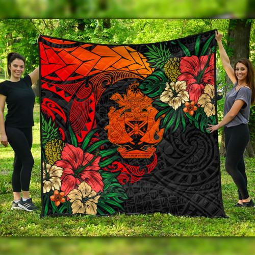 Solomon Islands Premium Quilt Polynesian Coat Of Arms Tropical