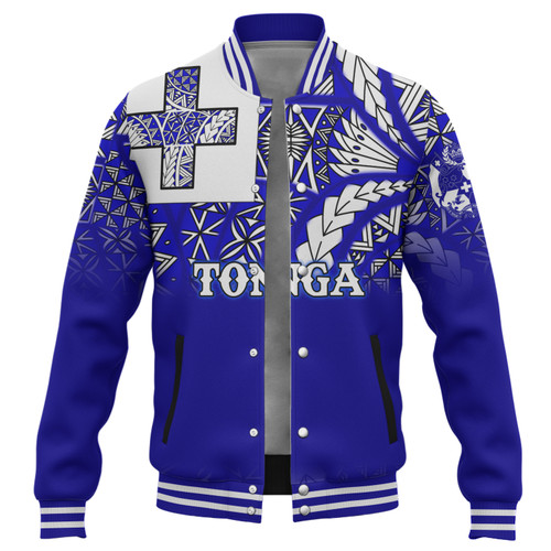 Tonga Baseball Jacket - Tonga Blue Color With Traditional Patterns1