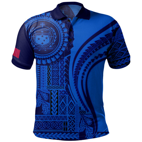Samoa Polo Shirt Seal Samoan Siapo Blue Design1
