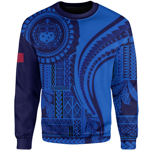 Samoa Sweatshirt Seal Samoan Siapo Blue Design1