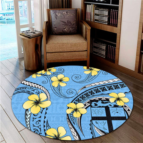 Fiji Round Rug Bula Style Plumeria Flower