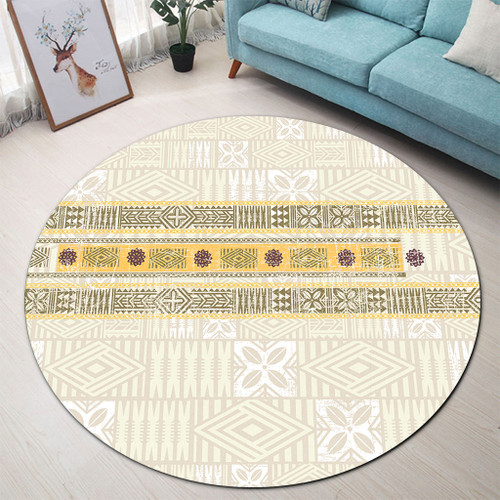 Fiji Round Rug Fijian Masi Tapa Design1