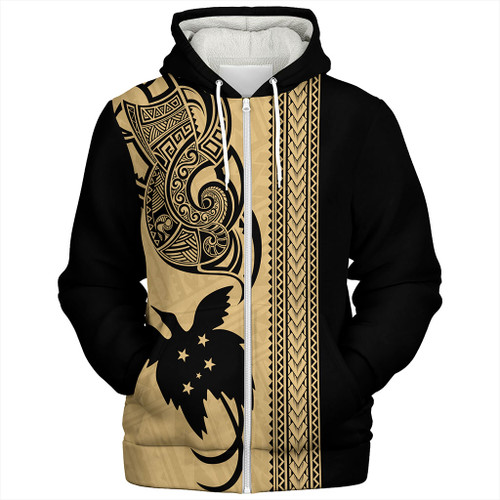 Papua New Guinea Sherpa Hoodie Tribal Tattoo PNG Gold