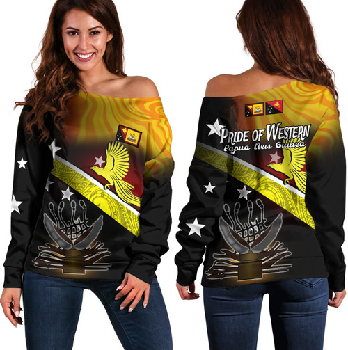 Papua New Guinea Off Shoulder Sweatshirt Pride Of Western PNG1
