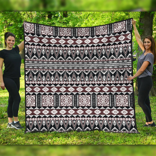 Fiji Premium Quilt Bula Fiji Masi Motif Brown Color Design1