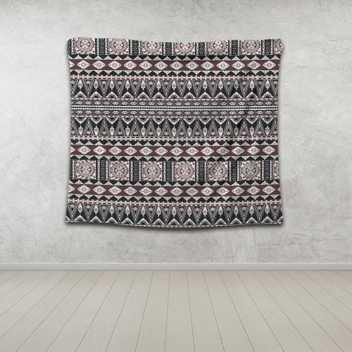 Fiji Tapestry Bula Fiji Masi Motif Brown Color Design1