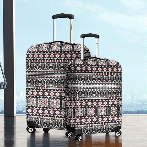 Fiji Luggage Cover Bula Fiji Masi Motif Brown Color Design1