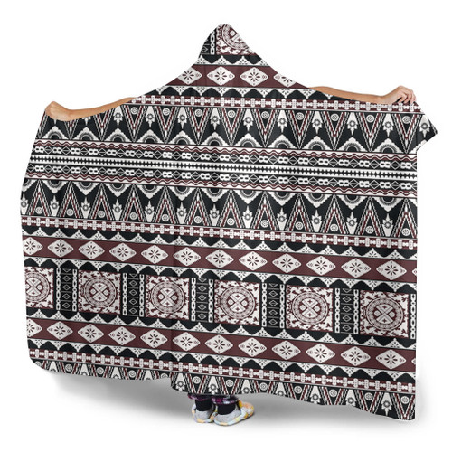Fiji Hooded Blanket Bula Fiji Masi Motif Brown Color Design1