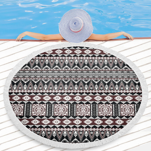 Fiji Beach Blanket Bula Fiji Masi Motif Brown Color Design1