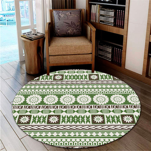 Fiji Round Rug Tapa Pattern