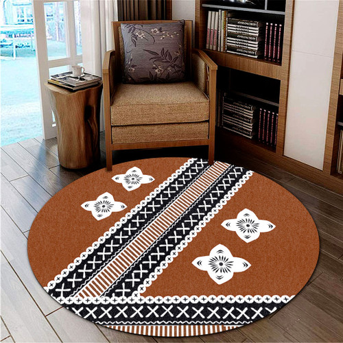 Fiji Round Rug Tapa Clothes