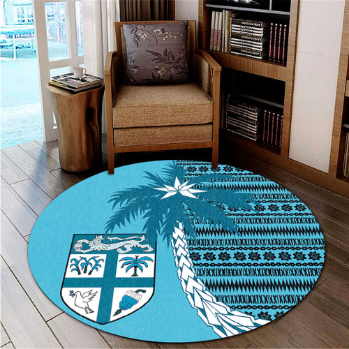 Fiji Round Rug Tapa Coconut