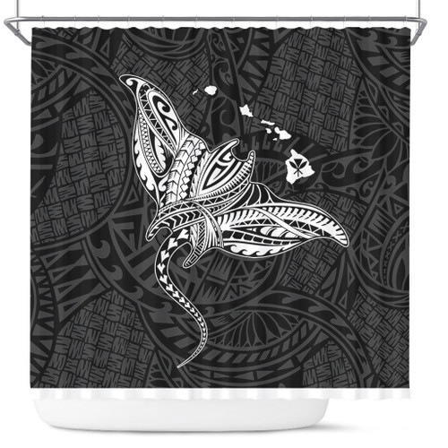 Hawaii Shower Curtain Hawaiian Map Polynesian Tribal Ray Tattoo