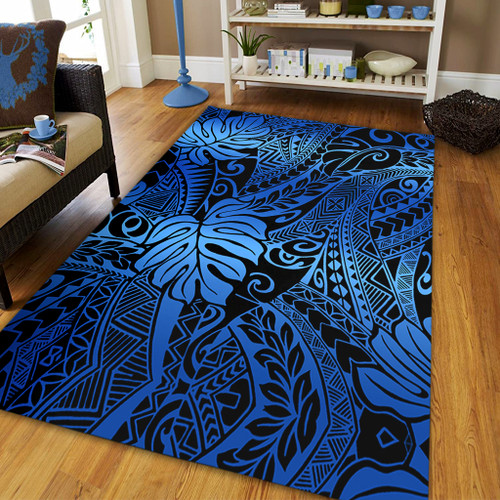 Hawaii Area Rug Tribal Polynesian Pattern Leaf