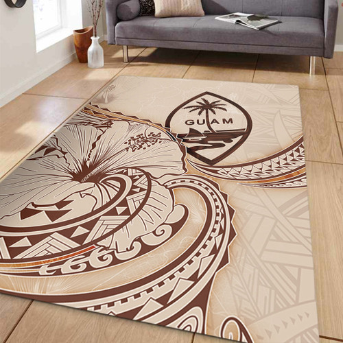 Guam Area Rug Hibiscus Flower Vintage Style1