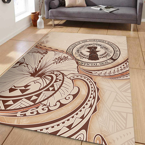 Northern Mariana Islands Area Rug Hibiscus Flower Vintage Style1