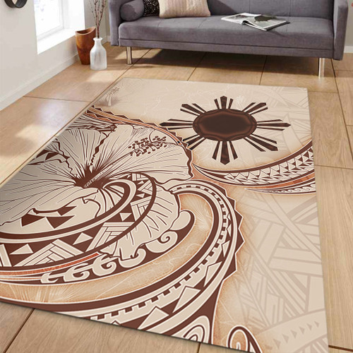Philippines Filipinos Area Rug Hibiscus Flower Vintage Style1