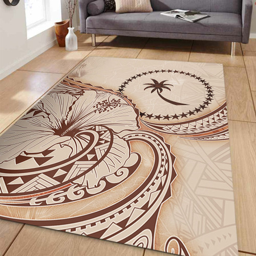 Chuuk State Area Rug Hibiscus Flower Vintage Style1