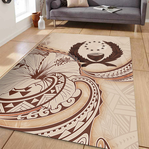 Pohnpei State Area Rug Hibiscus Flower Vintage Style1