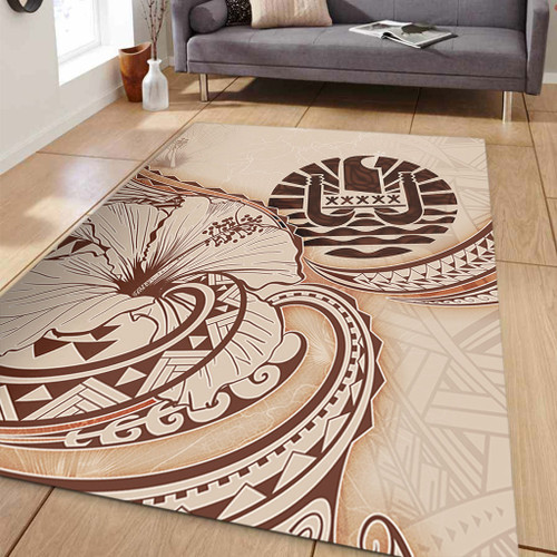 Tahiti Area Rug Hibiscus Flower Vintage Style1
