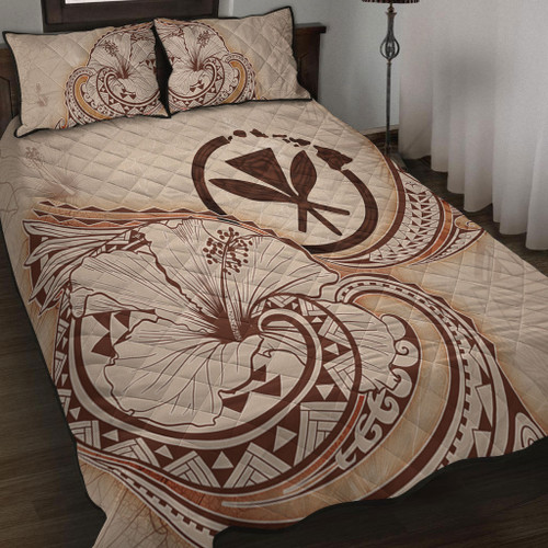 Hawaii Quilt Bed Set Hibiscus Flower Vintage Style1