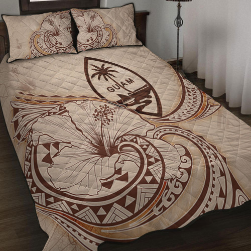 Guam Quilt Bed Set Hibiscus Flower Vintage Style1
