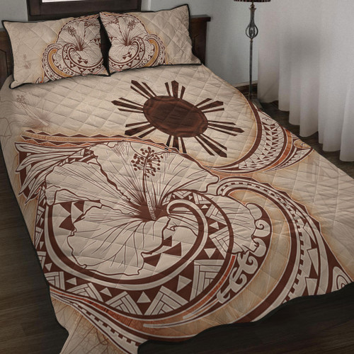 Philippines Filipinos Quilt Bed Set Hibiscus Flower Vintage Style1