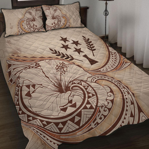 Kosrae Quilt Bed Set Hibiscus Flower Vintage Style1