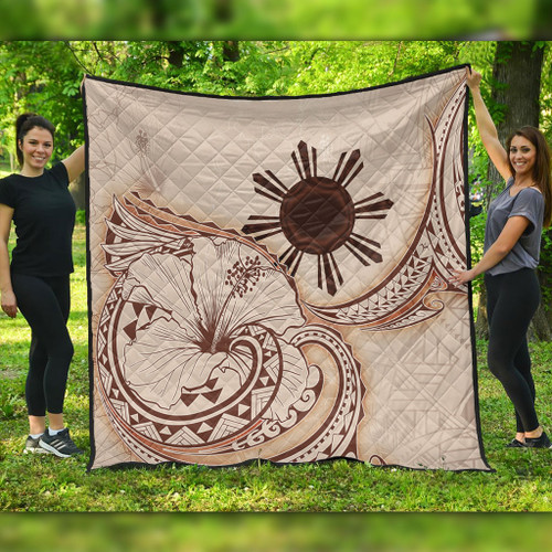 Philippines Filipinos Premium Quilt Hibiscus Flower Vintage Style1