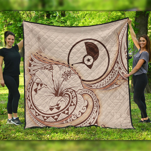 Yap State Premium Quilt Hibiscus Flower Vintage Style1