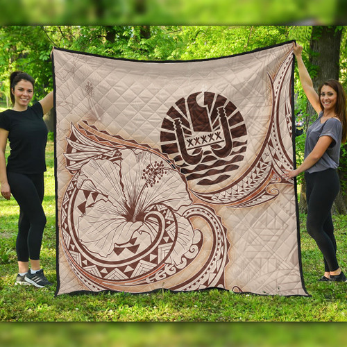 Tahiti Premium Quilt Hibiscus Flower Vintage Style1