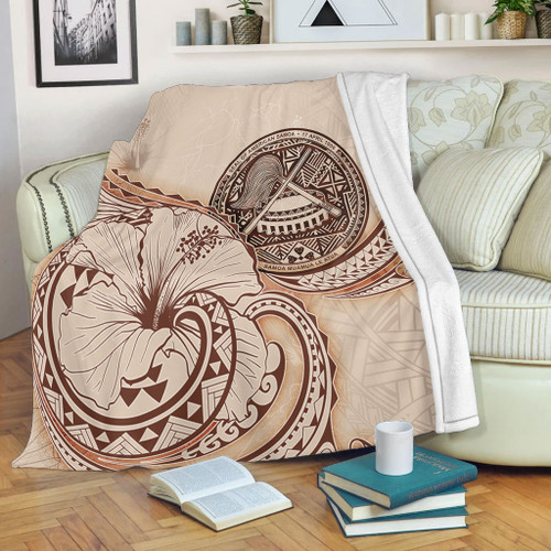 American Samoa Premium Blanket Hibiscus Flower Vintage Style1