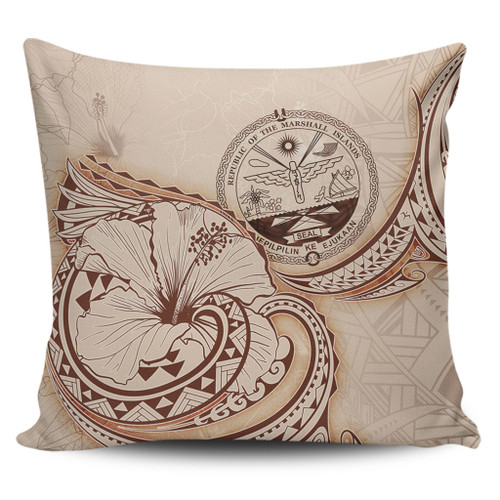 Marshall Islands Pillow Cover Hibiscus Flower Vintage Style1