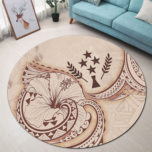 Kosrae Round Rug Hibiscus Flower Vintage Style1