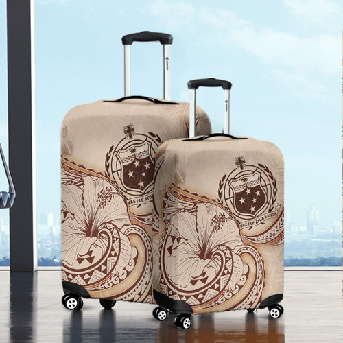 Samoa Luggage Cover Hibiscus Flower Vintage Style1
