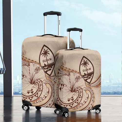 Guam Luggage Cover Hibiscus Flower Vintage Style1
