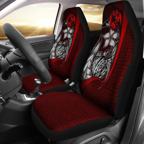Tonga Polynesian Car Seat Covers Red - Turtle With Hook