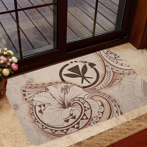 Hawaii Door Mat Hibiscus Flower Vintage Style1