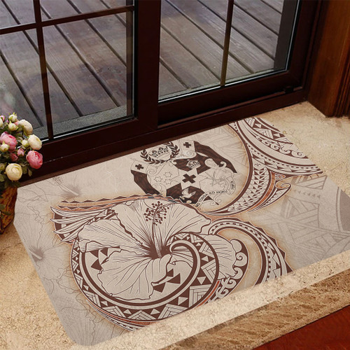 Tonga Door Mat Hibiscus Flower Vintage Style1